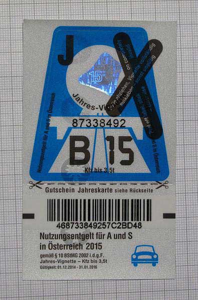 מדבקת Vignette כחולה לשנת 2015