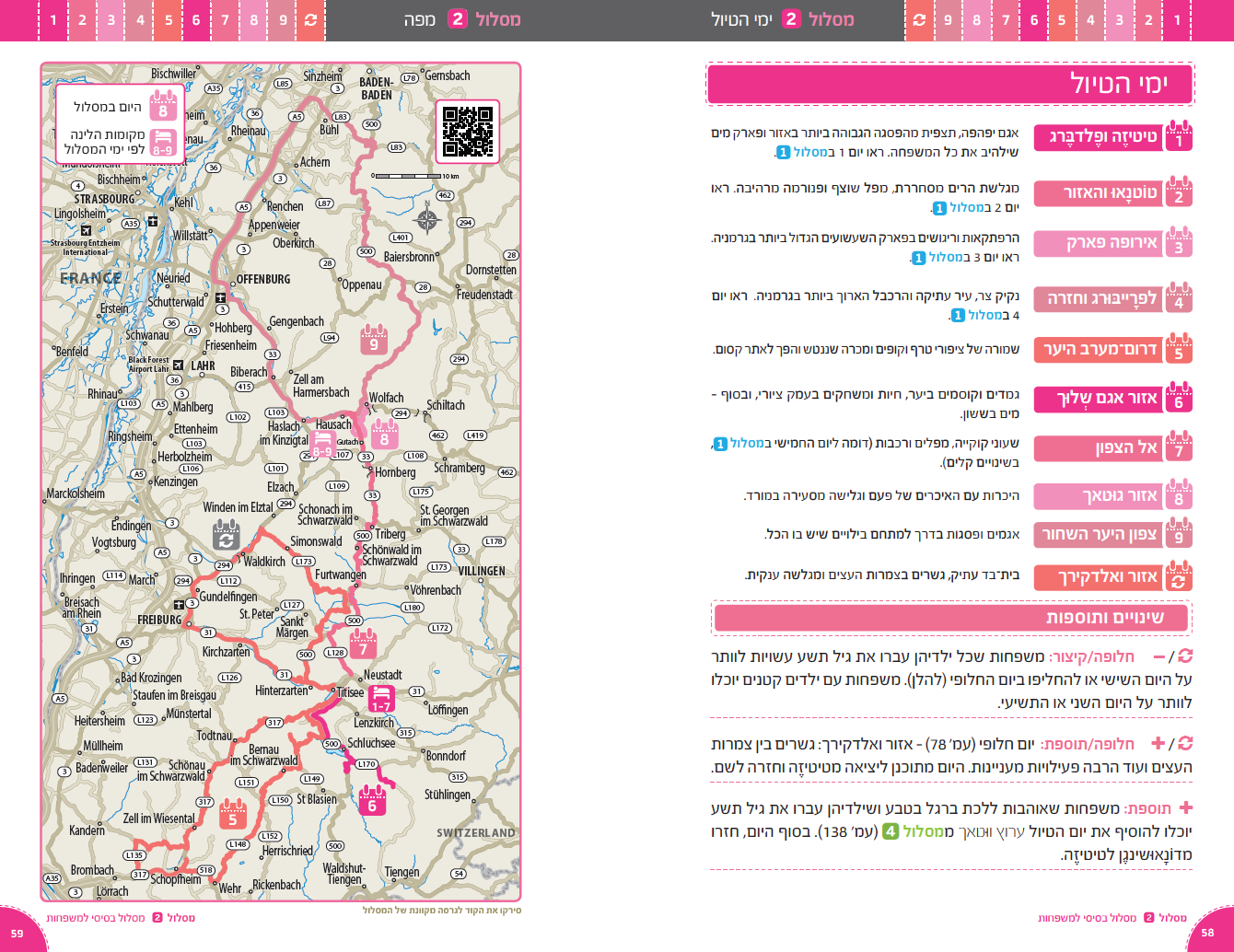 מתוך המסלול המקיף למשפחות, היער השחור - חלוקת המסלול לימים ומפת המסלול