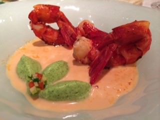 הגספאצ'ו החלומי, עם שרימפס אדומים, "קרבינרוס", במקום לאנגוסטין