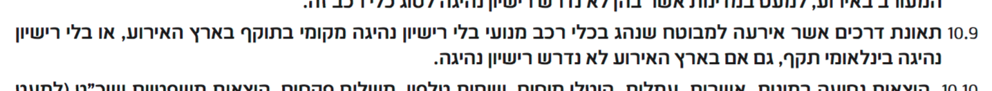חריג 10.9 לפוליסת ביטוח הבריאות של מגדל: החברה לא תשלם לנפגע תאונת דרכים שנהג ללא רשיון נהיגה בינלאומי?