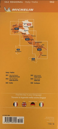 מפת איטליה 562 צפון מזרח - ונטו, טרנטינו אלטו אדיג'ה, פריולי-ונציה ג'וליה מישלן  - עטיפה אחורית